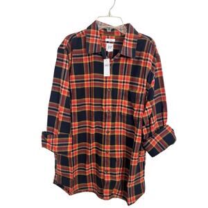 NWT Gap Untucked Plaid Flannel Button Down Shirt Men’s sweater Size Large